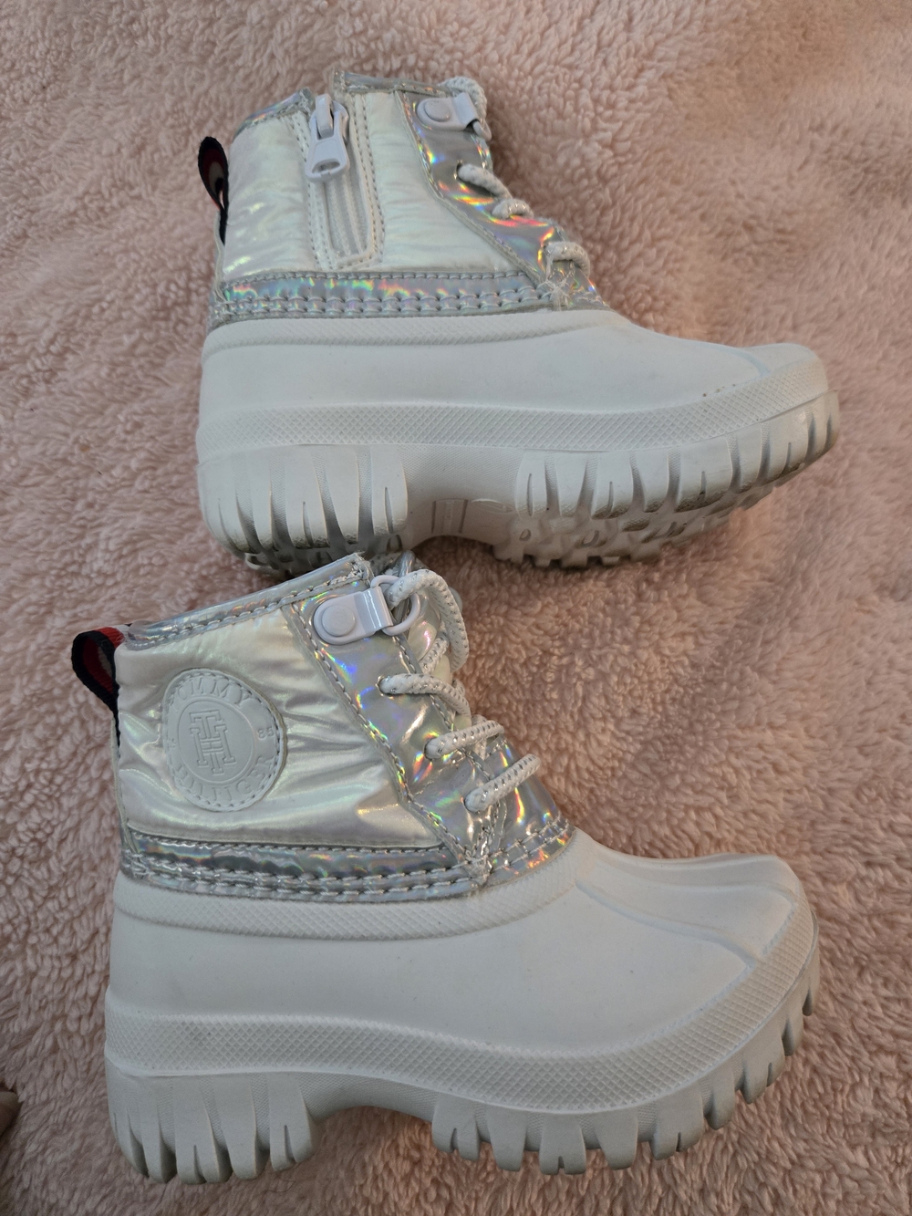 Kids White Holographic TH Winter Boots